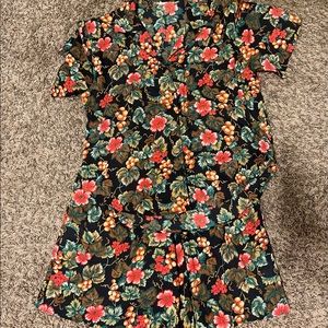 Vintage 80s Hawaiian Print Shirt and Shorts Set